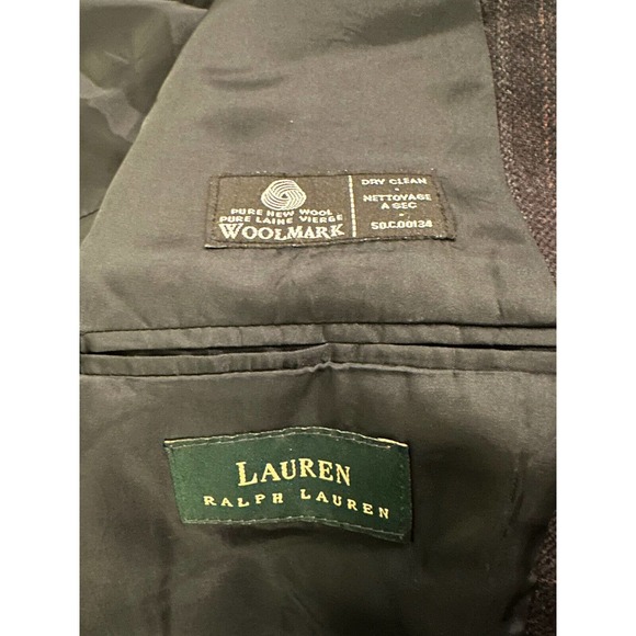 Lauren Ralph Lauren Black Navy Plaid Wool Blazer Jacket 48 L - Picture 6 of 8